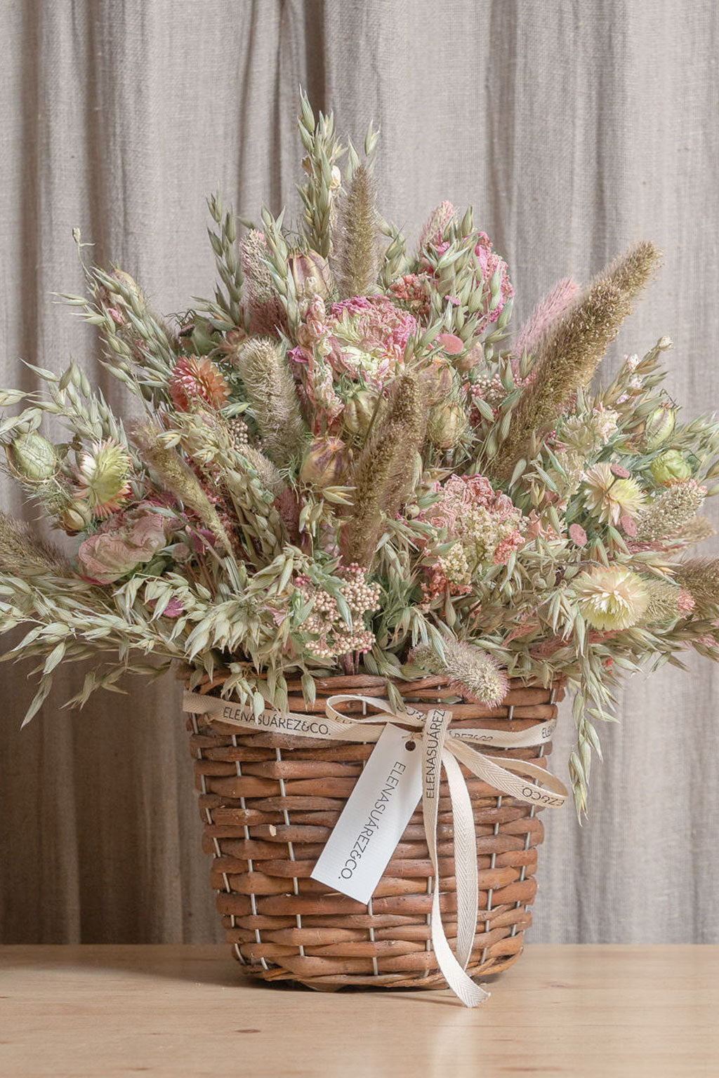 Cesto de Mimbre Flores Preservadas 2